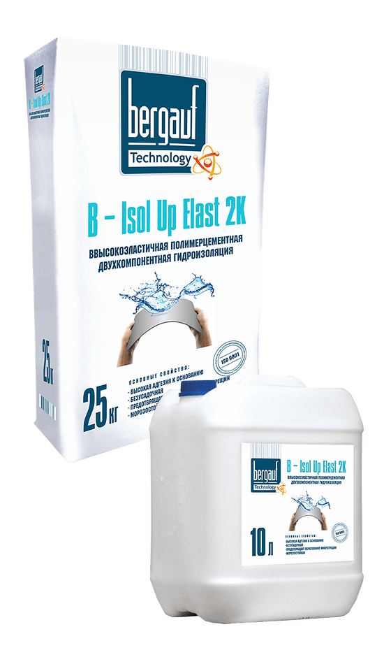 B-Isol Up Elast 2K Высокоэластичная полимерцементная двухкомпонентная гидроизоляция.
