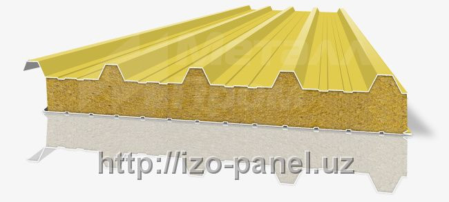 Трёхслойные стеновые "сэндвич" панели (1200*100) с утеплителем из минеральной ваты (базальт)
