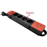 Скрытая видео аудио камера установленная в удленитель подачи электрического тока