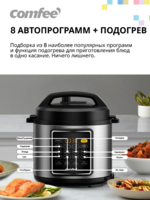 Мультиварка-скороварка Comfee CF-MC9508 — 1000 Вт, 6 л, 8 программ, антипригарное покрытие DAIKIN