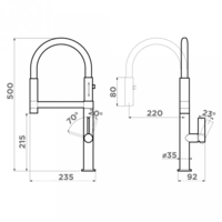 OMOIKIRI OSAKA-BN-BL mikser krani (zanglamaydigan po'lat/qora)