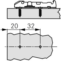 Линейная ответная планка для петли 1d TIOMOS H (00) 2-точечное крепление Никель (Саморез)