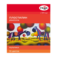 Plastilin Gamma "Multfilmlar", 10 ta rang, 200 g, stek bilan, kartonli qadoqlash