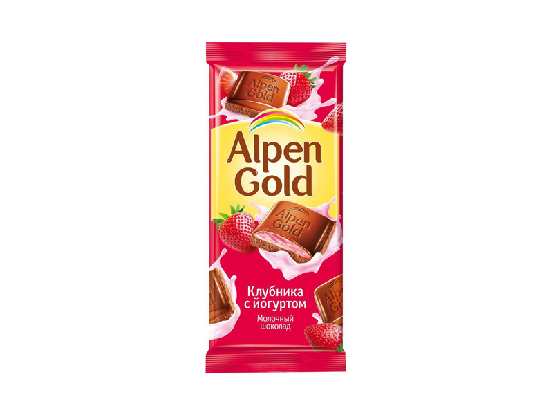 Alpen Gold шоколад молочный с клубнично-йогуртовой начинкой