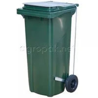 Бак для мусора 120л. С педалью, крышкой, на колесах, зеленый-EQUIP PRO