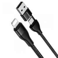 Кабель Baseus 2-in-1 Dual Output cable USB-A+Type-C TO IP  CATLYW-G01