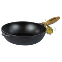 Сковорода чугунная литая 26*6см с деревянной ручкой-ASAXIY UZ