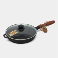 Yog'och tutqichli va shisha qopqoqli quyma temir tova-ASAXIY UZ