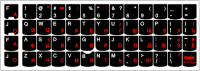 Наклейки на клавиатуру с русскими буквами (красные-белые)