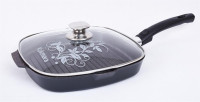 Сковорода-гриль со съёмной ручкой и крышкой Kukmara, 280х280мм"Granit ultra" (Original)