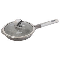 Сковорода с антиприганным покрытием 26 см от Lifesmile (серый, светло-серый, бардовый)