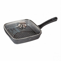 Сковорода-гриль Мечта 26Х26 cм с несъёмной ручкой и крышкой-ASAXIY UZ