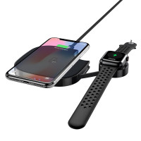 Беспроводное зарядное устройство Hoco S5 2 in 1 для смартфонов со стандартом Qi Black