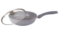 Сковорода Kukmara 240/60 мм со стеклянной крышкой линия Мрамор (Светлый, Тёмный, Кофейный, Фисташковый мрамор)