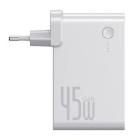 Зарядное устройство с внешним аккумулятором Baseus 45W 2-in-1 GaN charger 10000 mah (White)