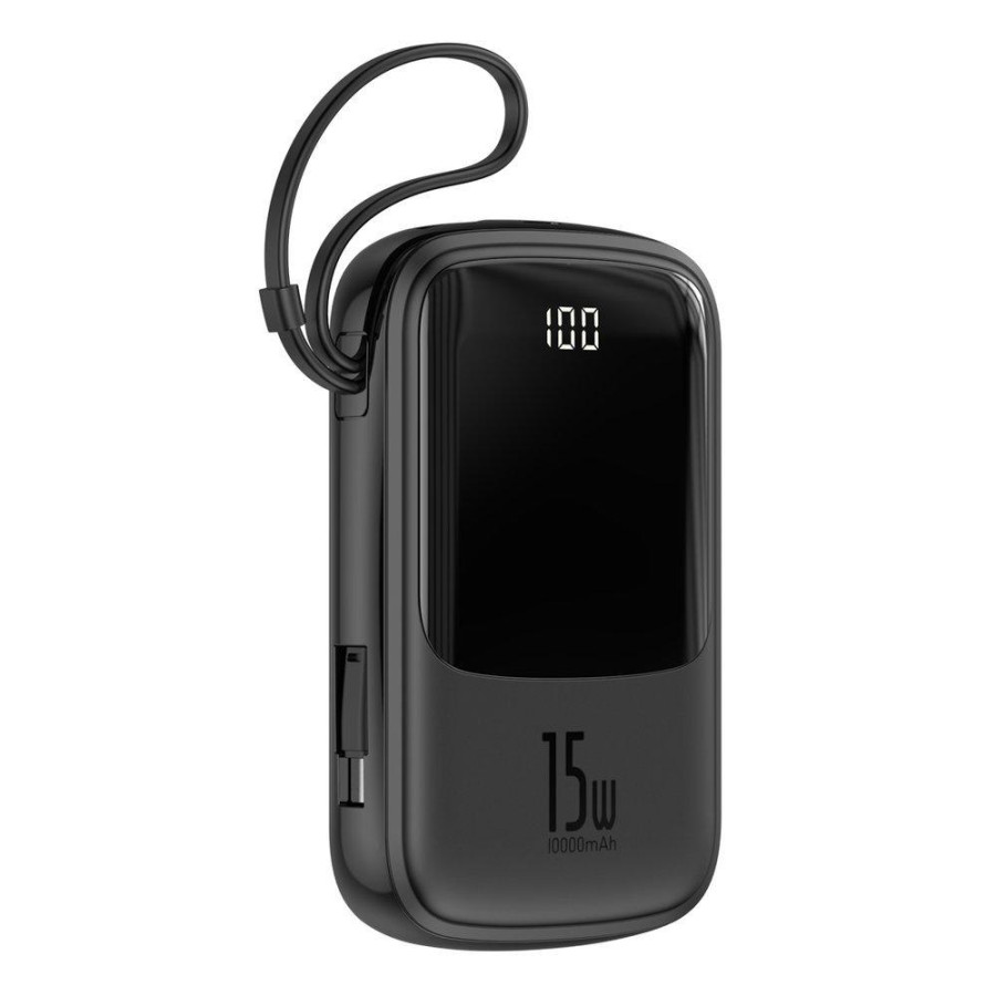 Внешний аккумулятор Baseus Qpow Digital Display 10000 mah с кабелем Type-C 15W (Black)