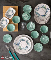 Столовый сервиз для завтрака ACAR 33 пред. на 6 персон (чёрный, бирюза)-ASAXIY UZ