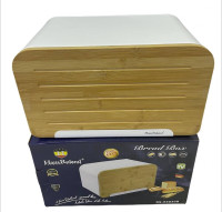 Хлебница Haus Roland из нержавеющей стали с бамбуковой крышкой 03030