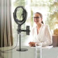 Кольцевая лампа со штативом 30 см Hoco Lv01 Rouge Black