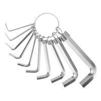 Hex Allen kalitlari to'plami, 1,5–10 mm, 10 dona, nikel bilan qoplangan, halqada. Sparta