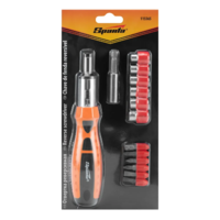 Teskari tornavida + bitlar + rozetka boshlari, 14 dona, PH + SL, CS, 2 qismli tutqich. Sparta