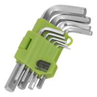 Hex Allen kalitlari to'plami, 1,5–10 mm, 45x, qattiqlashtirilgan, 9 dona, kalta, nikel. Sibirtech