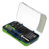 Teskari tornavida + bit, 35 dona, PH + SL + Torx + PZ + Hex + Sq, CrV, 3 qismli tutqich. Sibirtech