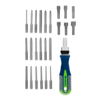 Teskari tornavida + bit, 26 dona, PH + SL + PZ + Torx + Hex, CrV, 3 qismli tutqich. Sibirtech