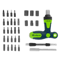 T-boshli tornavida + bit, 33 dona, PH + SL + PZ + Torx + Hex + TT, CrV, 2 qismli tutqich. Sibirtech
