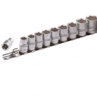 3/8" rozetka boshlari to'plami, 6 boshli, CrV, 10 dona, 8-19 mm. Stels