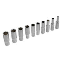 Kengaytirilgan 1/4" rozetka boshlari to'plami, 6 nuqtali, CrV, 10 dona, 4-13 mm. Stels-TRI D ALLIANCE