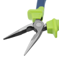 Uzun burunli pense, tekis, 160 mm, ikki komponentli tutqichlar. Sibirtech