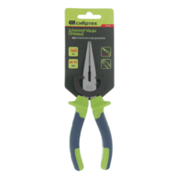 Uzun burunli pense, tekis, 160 mm, ikki komponentli tutqichlar. Sibirtech