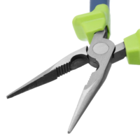 Uzun burunli pense, tekis, 180 mm, ikki komponentli tutqichlar. Sibirtech