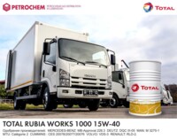 Моторное масло для тяжелонагруженной техники (EUR) TOTAL RUBIA WORKS 1000 15W40, 208L  API CI-4/CH-4/CF/SL